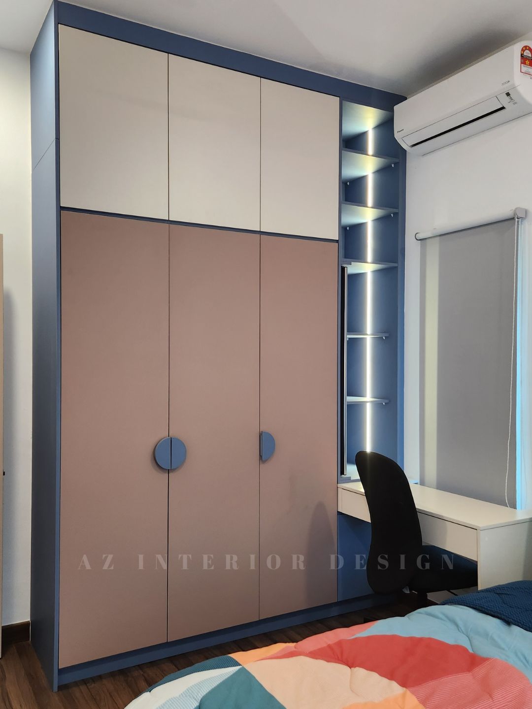 Modern Wardrobe With Study Desk And Corner Shelves - AZ Luxury Tropical ...