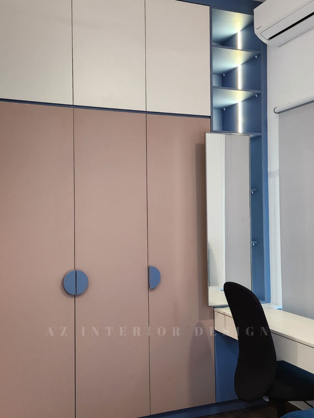 Wardrobe With Study Desk And Vertical Mirror - AZ Luxury Tropical ...