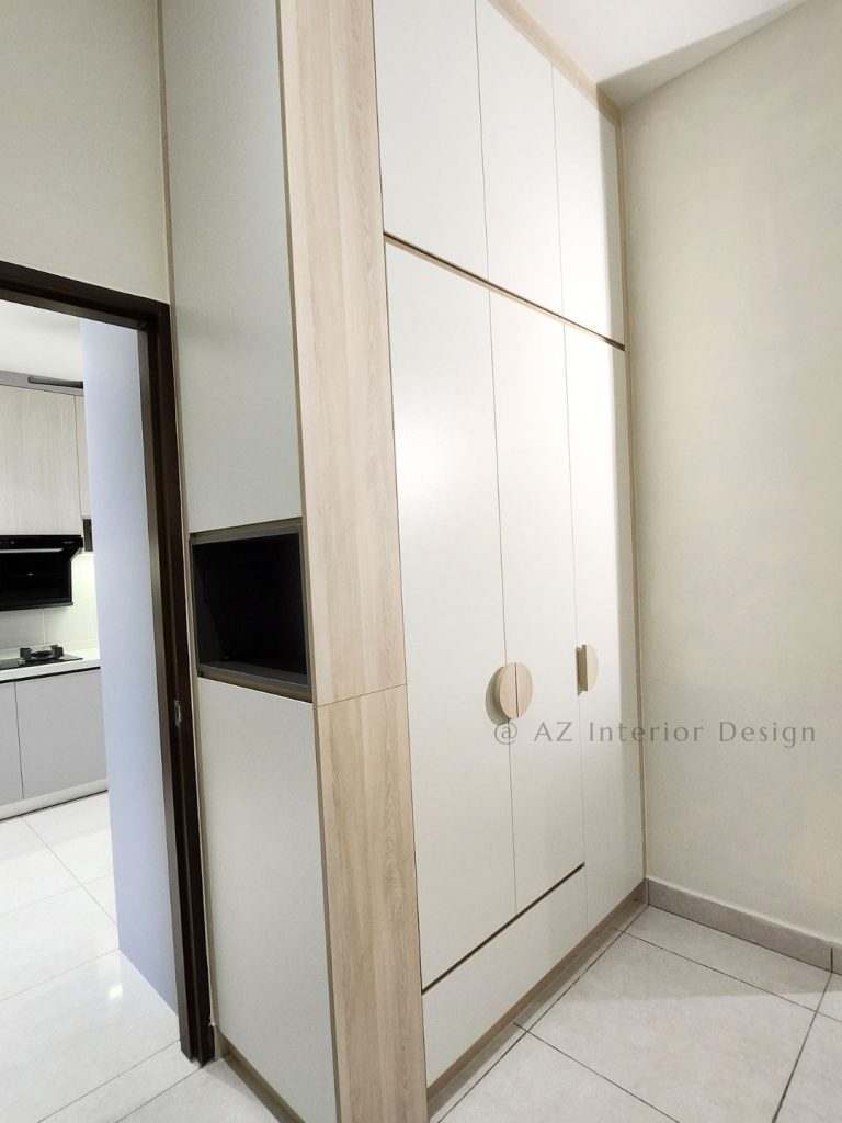 Modern Wardrobe With Round Wooden Handles And Light Wood Frame - AZ ...